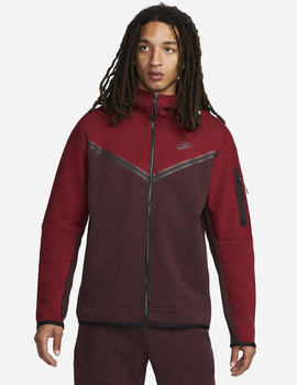 SUDADERA ABIERTA CON CAPUCHA NIKE SPORTSWEAR TECH FLEECE MEN'S, ROJO/GRANA