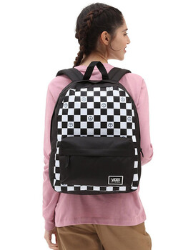 MOCHILA VANS WM GLITTER CHECK REALM, NEGRO