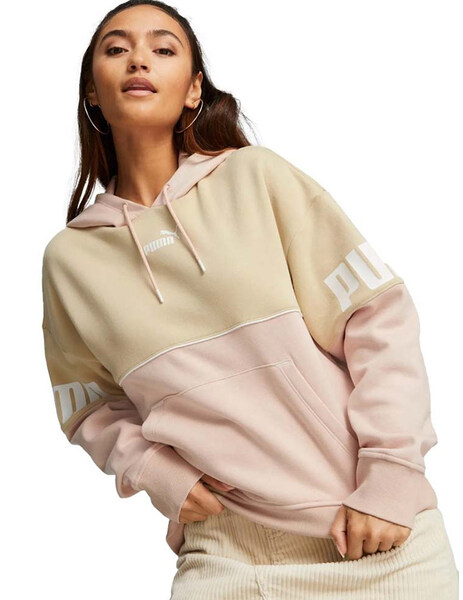 SUDADERA PUMA MU8JER BICOLOR, BEIGE-ROSA