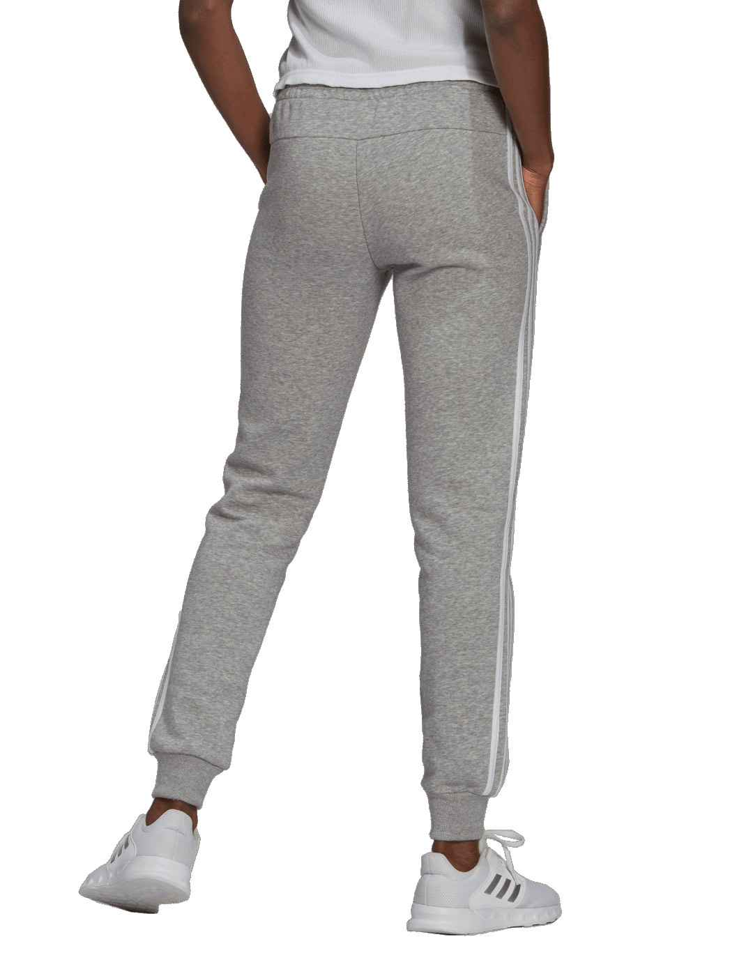 PANTALON ADIDAS MJUER GRIS BANDAS BLANCAS