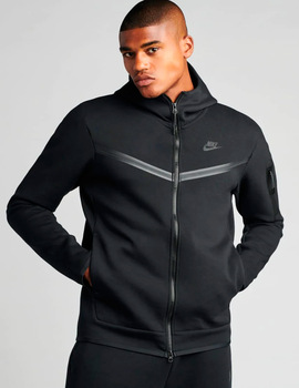 SUDADERA ABIERTA TECH FLEECE NIKE NEGRO CON CAPUCHA