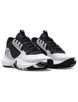 zapatilla baloncesto niño under armour UA GS LOCKDOWN 6, blanco-negro