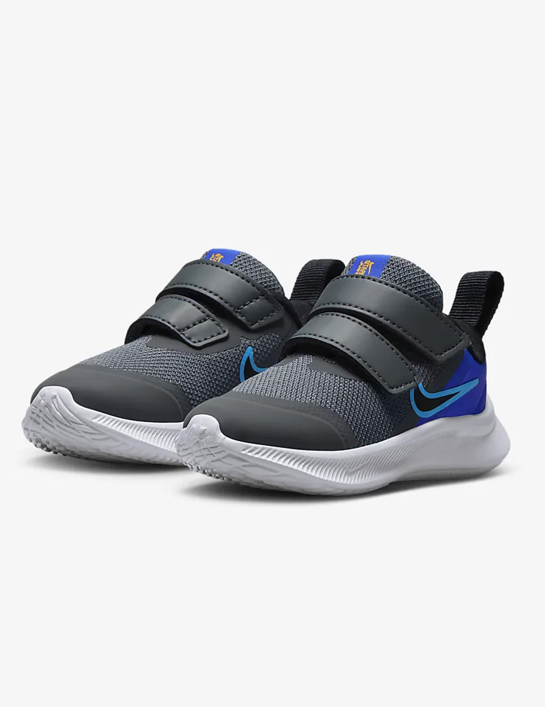 zapatilla nike bebé con velcro STAR RUNNER 3 BABY, gris-azul