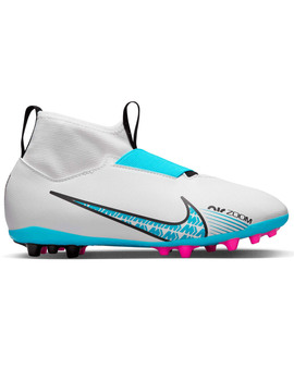 bota de fútbol nike junior  ZOOM SUPERFLY 9 ACADEMY AG, blanco-azul