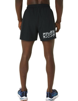 short running asics hombre con calentador KATAKANA 5IN negro