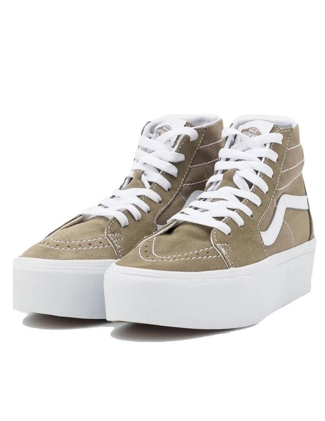 zapatilla alta vans mujer UA SK8-HI TAPERED STACKFORM, camel-blanco