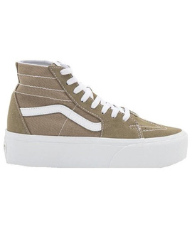 zapatilla alta vans mujer UA SK8-HI TAPERED STACKFORM, camel-blanco