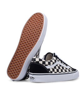 zapatilla vans cuadros baja UA OLD SKOOL, negro-blanco