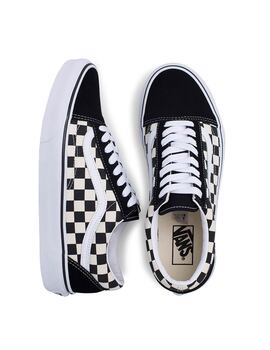 zapatilla vans cuadros baja UA OLD SKOOL, negro-blanco