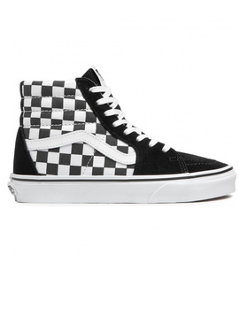 zapatilla vans alta  cuadros UA SK8-HI, negro-blanco