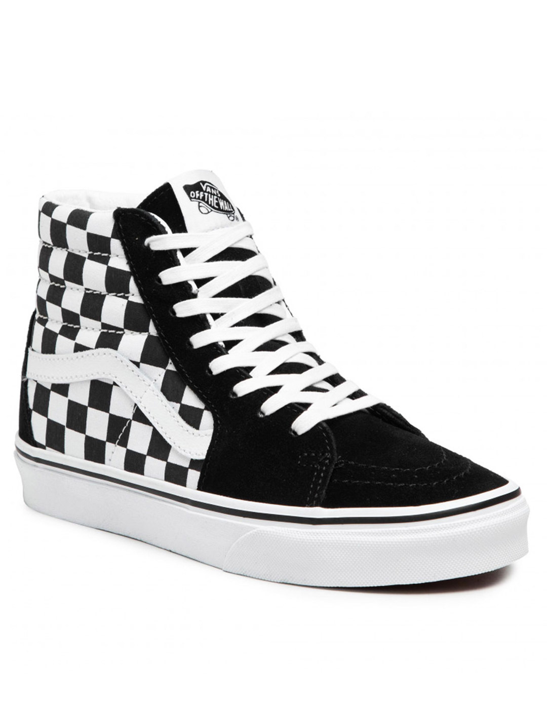 zapatilla vans alta  cuadros UA SK8-HI, negro-blanco