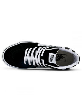 zapatilla vans alta  cuadros UA SK8-HI, negro-blanco