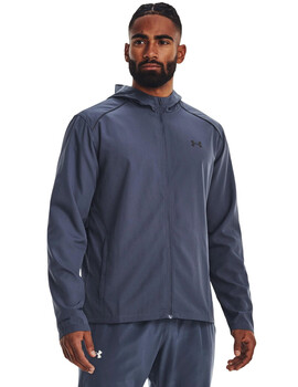 paravientos abierta con cremallera, impermeable under armour hombre  STORM RUN HOODED JACKET, azul