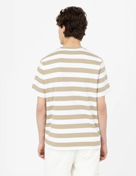 camiseta manga corta listado dickies RIVERGROVE beige-blanco
