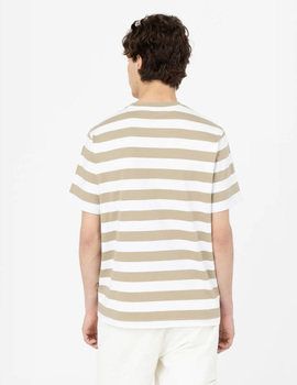 camiseta manga corta listado dickies RIVERGROVE beige-blanco
