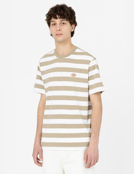 camiseta manga corta listado dickies RIVERGROVE beige-blanco