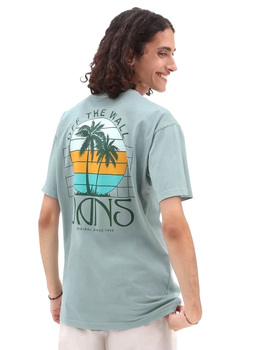 camiseta vans manga corta hombre SUNSET DUAL PALM VINTAGE, verde