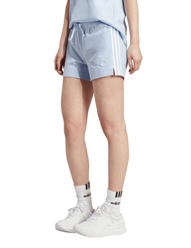 short adidas mujer 3 bandas algodón celeste-blanco