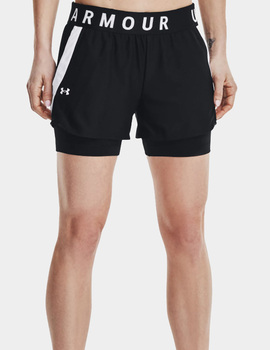 short under armour mujer malla interior PLAY UP 2-IN-1, negro