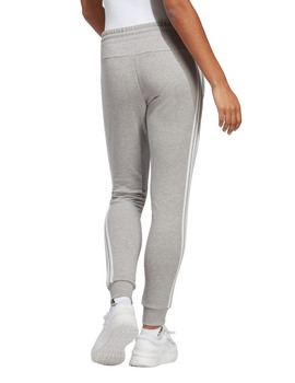 pantalón adidas mujer algodón tres bandas, gris-blanco