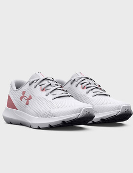 zapatilla under armour mujer trainning SURGE 3, blanco-salmon