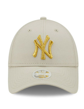 gorra newera mujer  METALLIC LOGO 9FORTY new york yankees beige