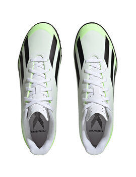 bota de fútbol adidas  X CRAZYFAST.4 Turf, blanco/negro/verde
