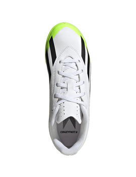 bota de fútbol sala adidas X CRAZYFAST.4 junior, blanco/negro/verde