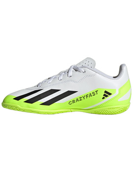 bota de fútbol sala adidas X CRAZYFAST.4 junior, blanco/negro/verde