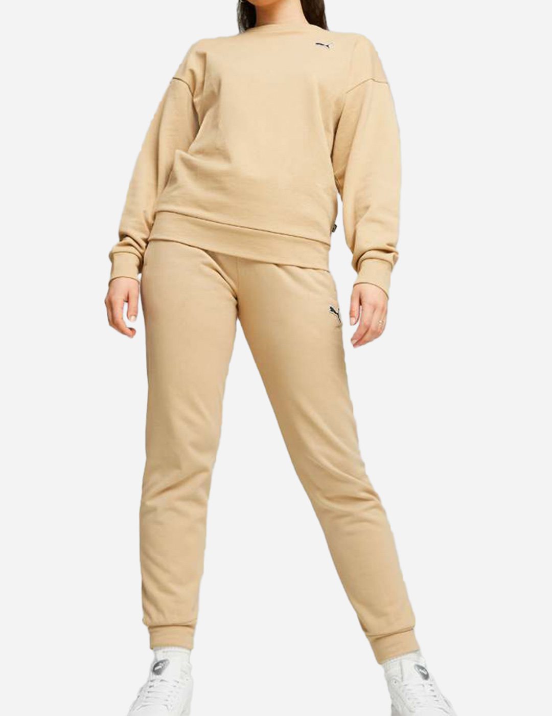 pantalón algodón puma mujer con puño, beige