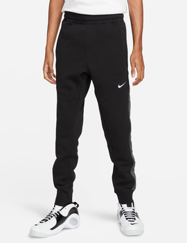 pantalón nike con puño negro y bandas gris