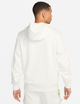 sudadera nike con capucha blanco, con banda verde