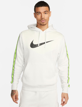 sudadera nike con capucha blanco, con banda verde
