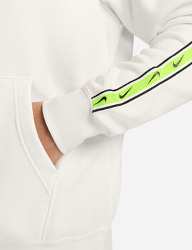 sudadera nike con capucha blanco, con banda verde