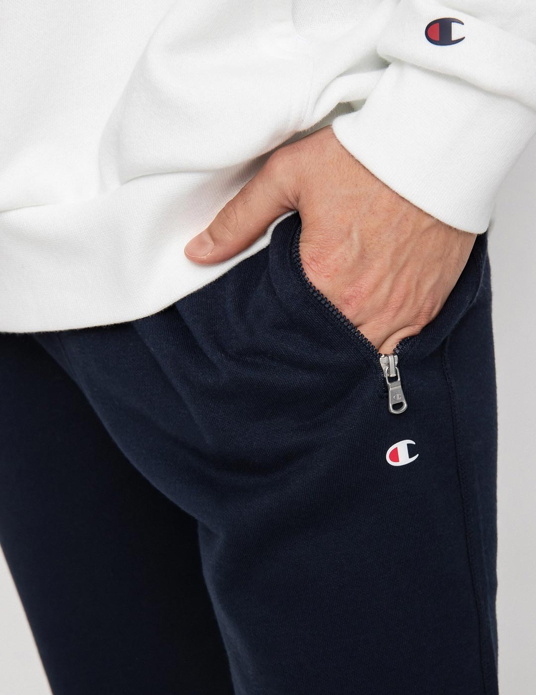 pantalón chandal champion cremallera en bolsillos con puño, marino