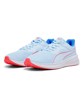 zapatilla puma transport mujer, azul turquesa/rojo