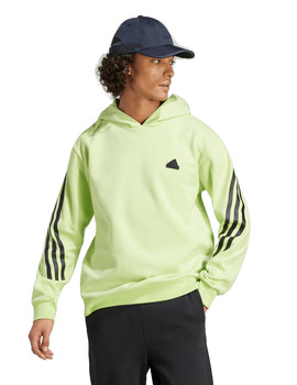 sudadera capucha adidas con bandas verde fluor