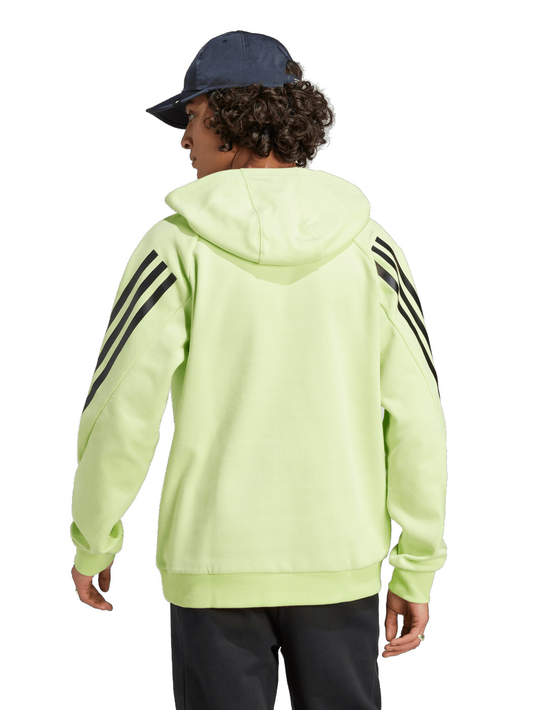 sudadera capucha adidas con bandas verde fluor