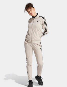 chandal acetato adidas mujer, tres bandas, beige/negro