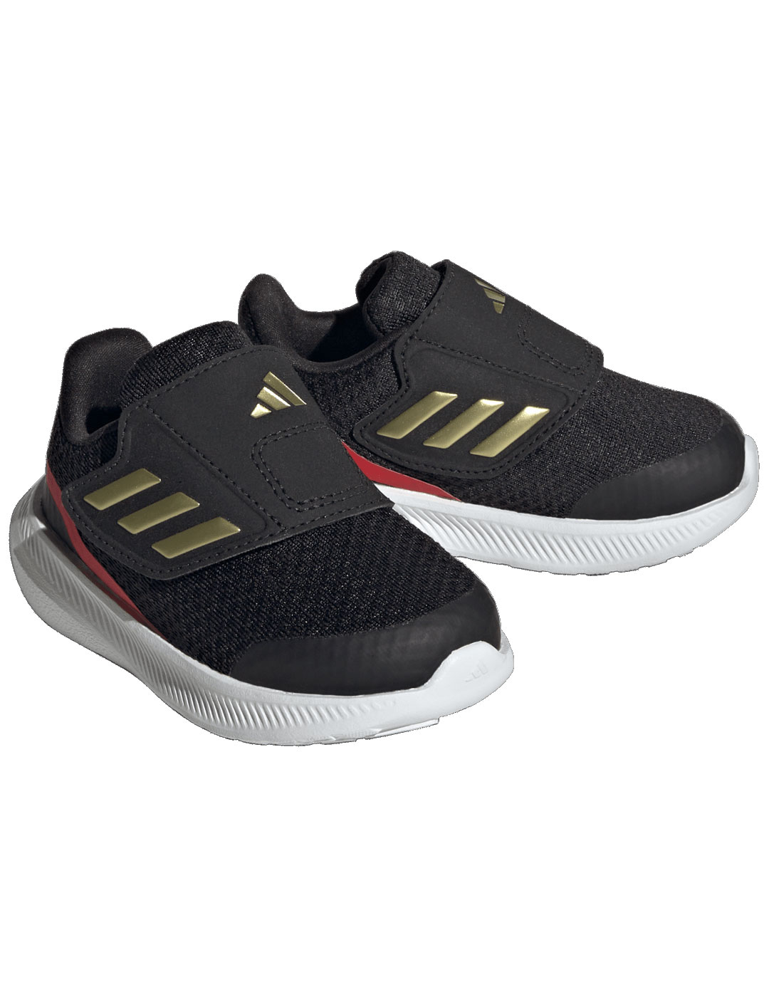 zapatilla running adidas con velcro RUNFALCON 3.0 , negro/oro/rojo