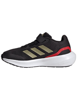 zapatilla running adidas con velcro RUNFALCON 3.0 , negro/oro/rojo