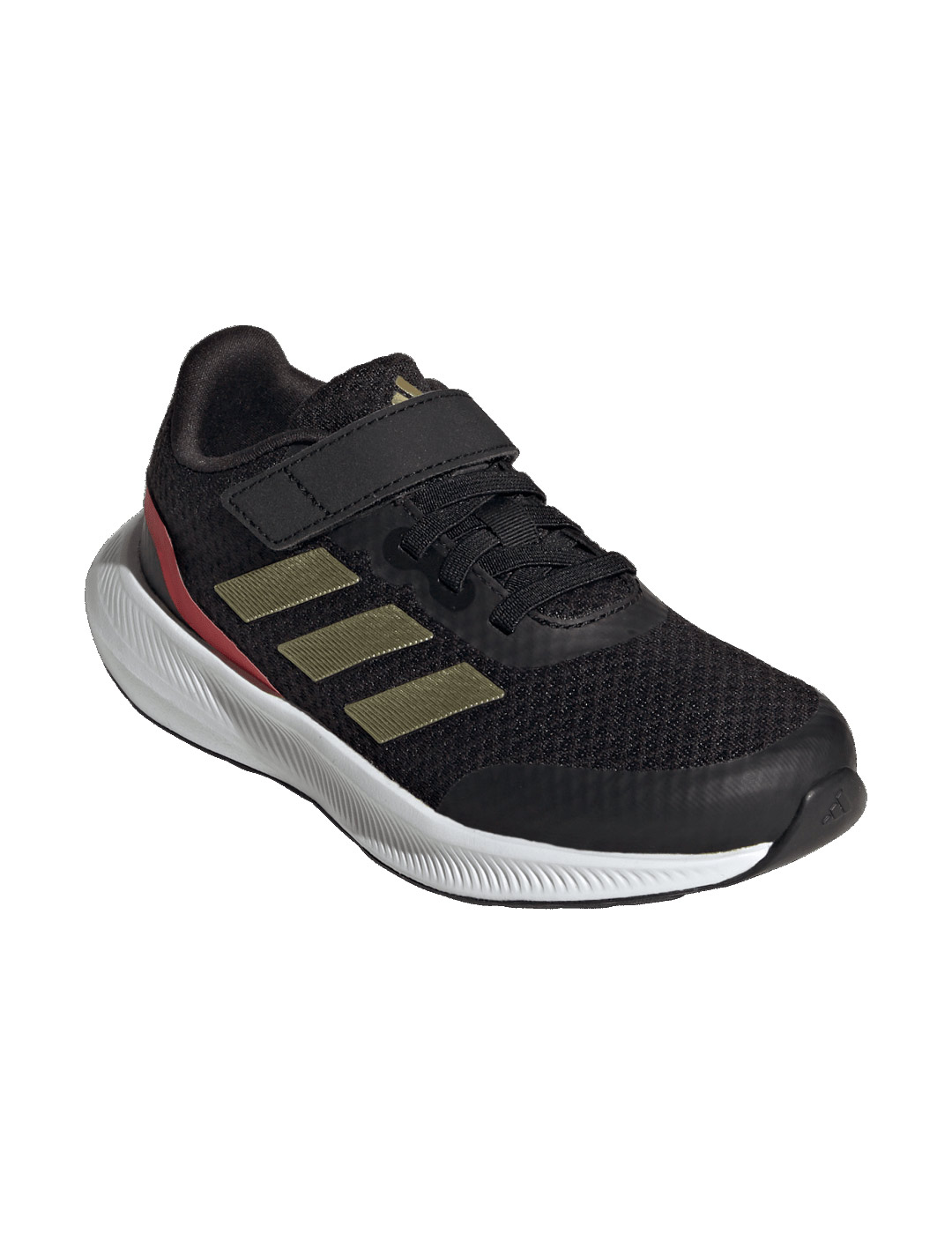 zapatilla running adidas con velcro RUNFALCON 3.0 , negro/oro/rojo