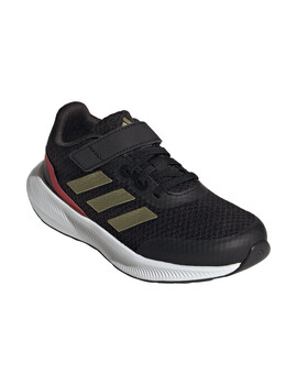 zapatilla running adidas con velcro RUNFALCON 3.0 , negro/oro/rojo