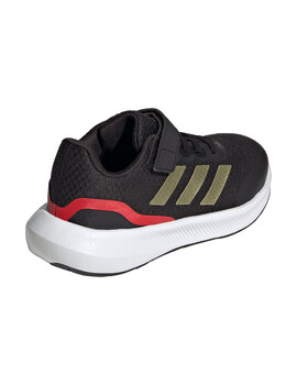 zapatilla running adidas con velcro RUNFALCON 3.0 , negro/oro/rojo