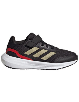zapatilla running adidas con velcro RUNFALCON 3.0 , negro/oro/rojo
