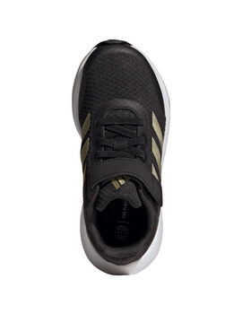 zapatilla running adidas con velcro RUNFALCON 3.0 , negro/oro/rojo
