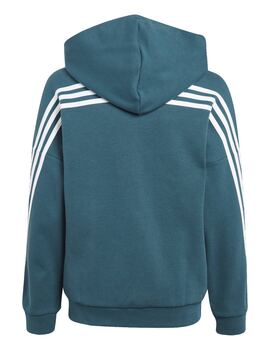 sudadera abierta con capucha junior adidas, verde/blanco