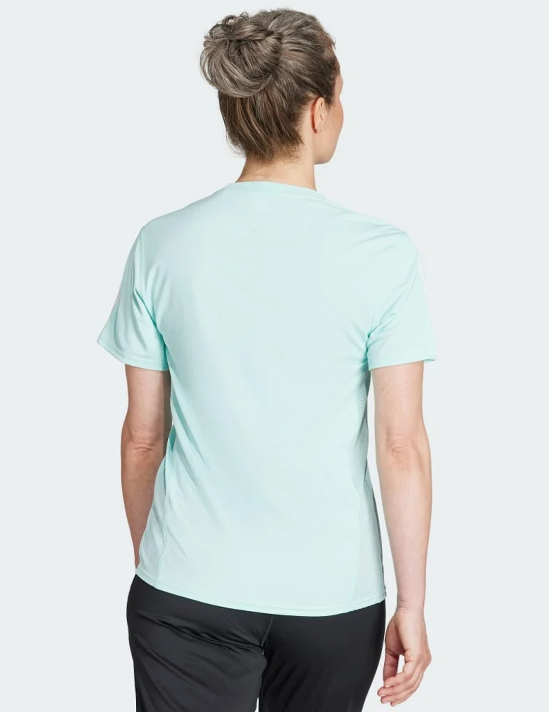 camiseta de running adidas mujer manga corta, celeste/blanco