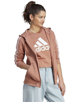 sudadera abierta con capucha mujer adidas, cobre/rosa