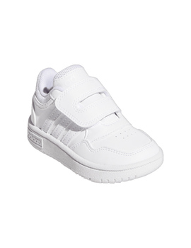 zapatilla adidas bebé con velcro HOOPS 3.0 blanco